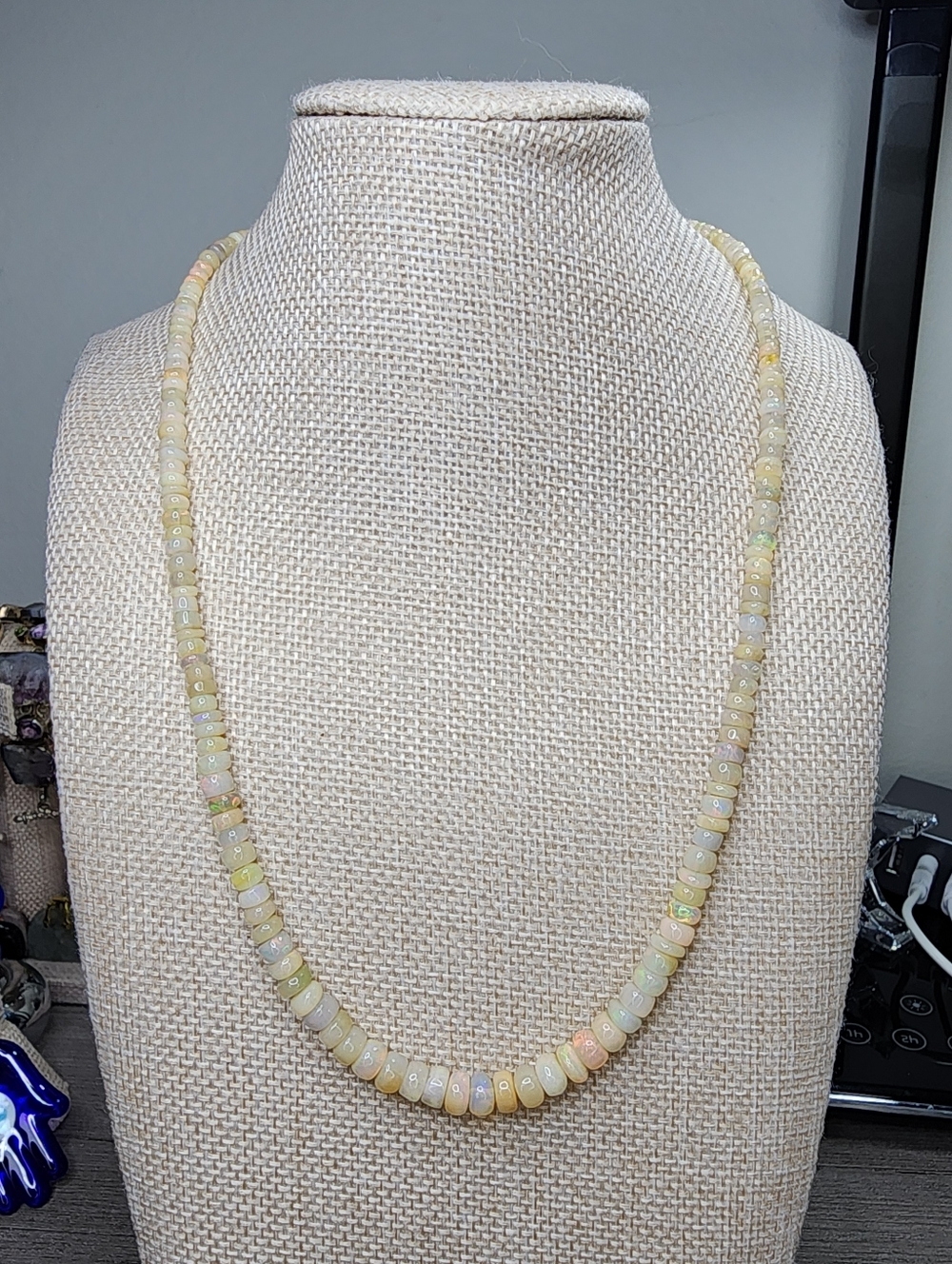 Handcrafted Yellow Opal Bead Necklace
